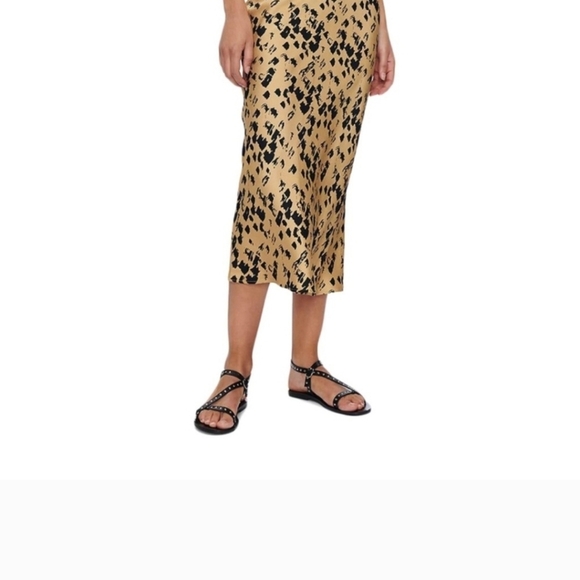 NEW! Anine Bing Bar Silk Skirt, Painterly Leo Black/Tan Gold, Size XS, MSRP $322 - Picture 5 of 6